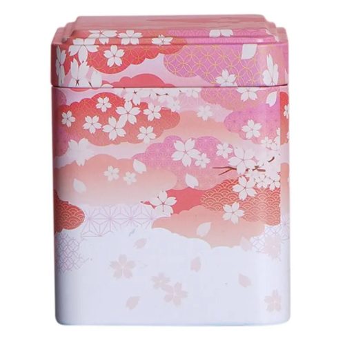 Boite à Thé Métal Rose et Cerisiers