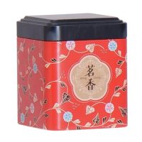 Boite à Thé Métal Rouge et Symboles Chinois