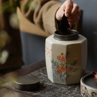 Boite à Thé Peinture Florale Haut de Gamme en Céramique 1000ml - vue 2