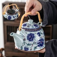Théière Chinoise en Porcelaine Grosse Fleure Bleue 900ML