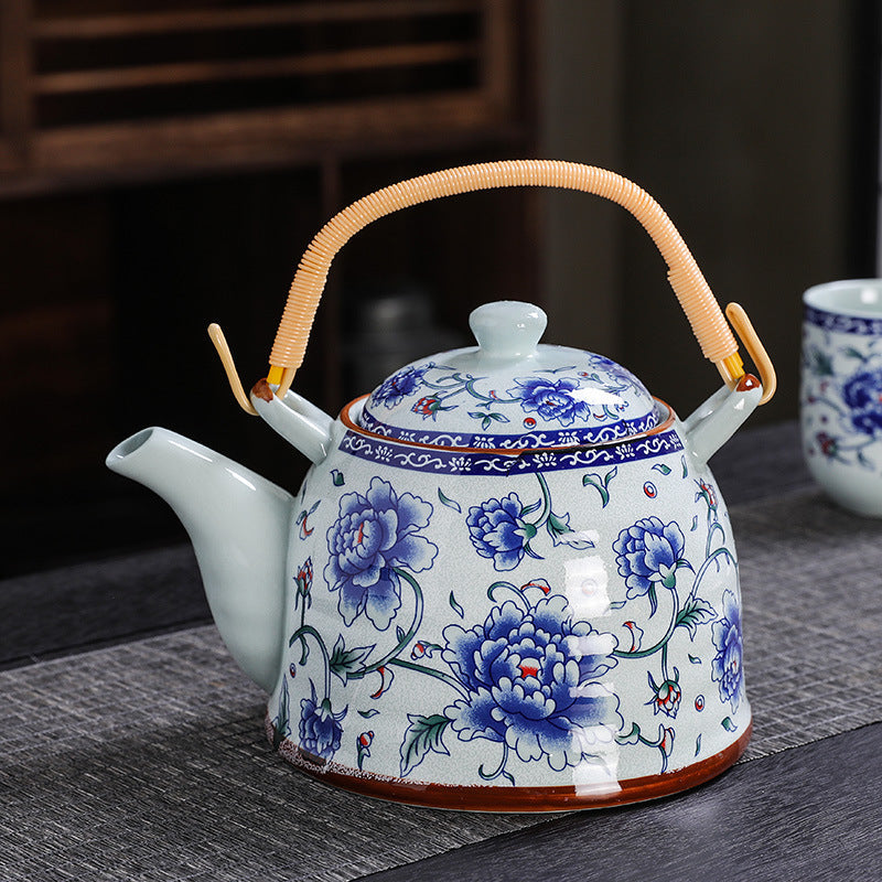 Théière Chinoise en Porcelaine Grosse Fleure Bleue 900ML