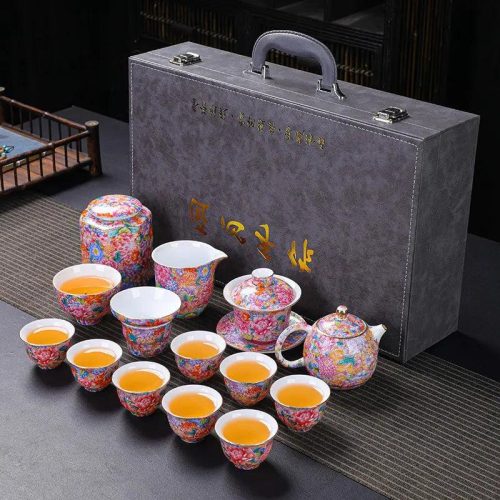 service-a-the-chinois-en-ceramique-motifs-floraux-105815525 Service à thé Chinois en Céramique Motifs Floraux