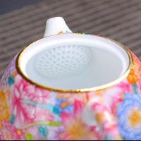 Service à thé Chinois en Céramique Motifs Floraux - vue 3