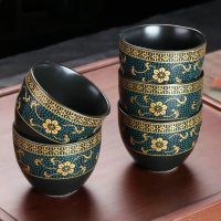 Service à thé Chinois Haut de Gamme Noir et Doré