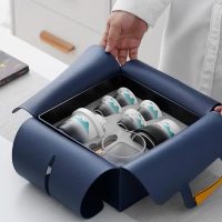 Service à thé japonais transportable en céramique motifs montagnes - vue 2