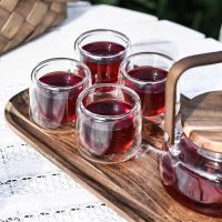 Service à thé Scandinave en Verre et Bois d'Acacia 600ML - vue 2