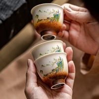 Tasse à thé en céramique peinture paysage 50ml - vue 2