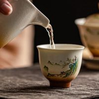 Tasse à thé en céramique peinture paysage 50ml - vue 3