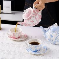 Théière Anglaise en Porcelaine Bleue et Rose 1L - vue 2