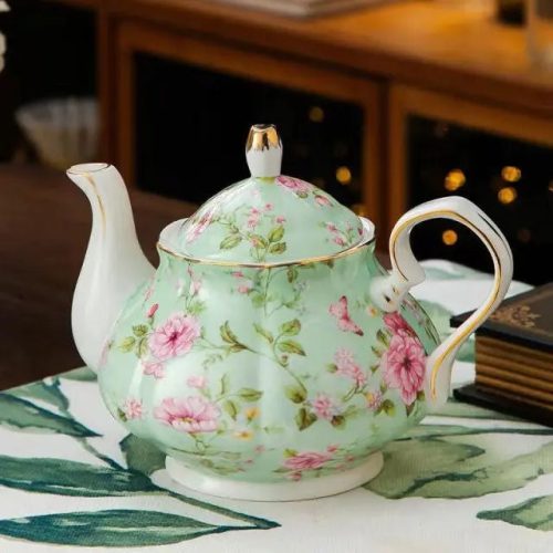 theiere-anglaise-en-porcelaine-verte-a-fleurs-400ml-1665505107 Théière Anglaise en Porcelaine Verte à Fleurs 400ML