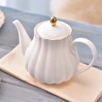 Théière Anglaise Forme de Citrouille en Porcelaine 1L - vue 3