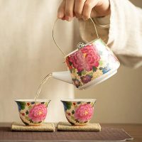 Théière Japonaise Céramique Finitions Dorées 180ml