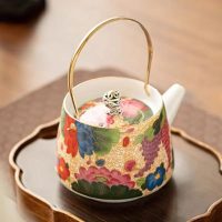 Théière Japonaise Céramique Finitions Dorées 180ml - vue 4