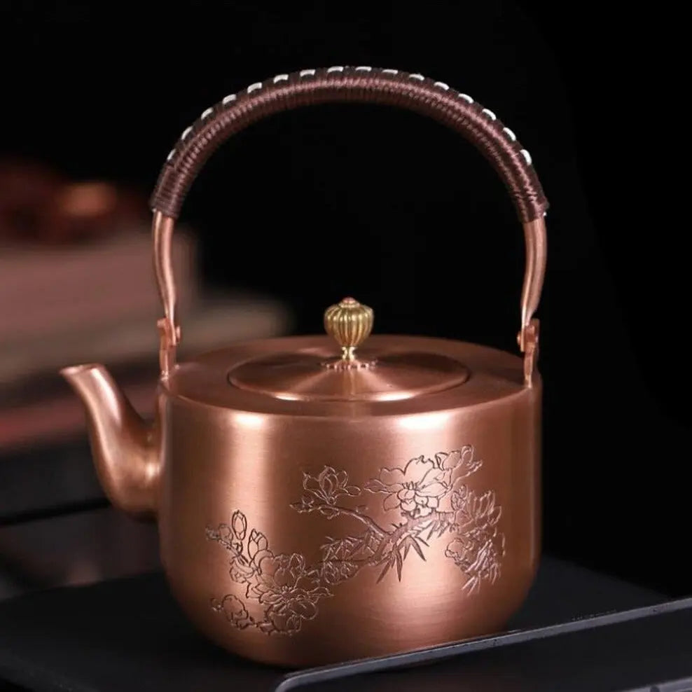 Théière Chinoise en Cuivre Fleurs de Prunier 1.5L
