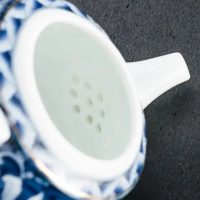 Théière Chinoise en Porcelaine Blanche et Bleue à Fleurs 200ML - vue 3