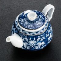 Théière Chinoise en Porcelaine Blanche et Bleue à Fleurs 200ML - vue 4
