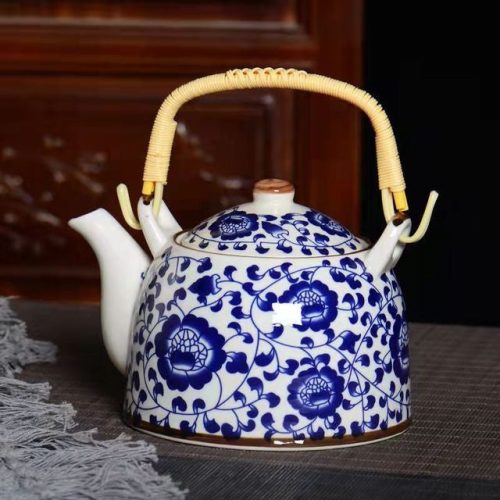 Théière en Porcelaine Chinoise Fleurs Bleues Foncé 900ML