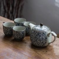 Service à thé Chinois en Porcelaine Petites Fleurs 480ML - vue 2