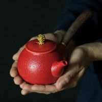 Théière Chinoise Kyusu Rouge en Céramique 240ML - vue 2