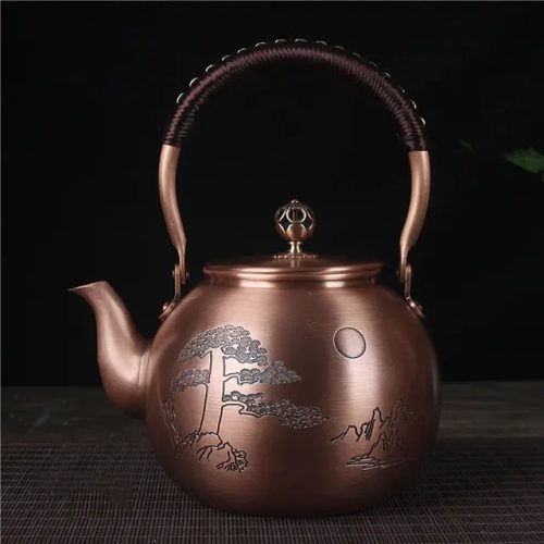 Théière Chinoise Ronde en Cuivre Pleine Lune 1.5L