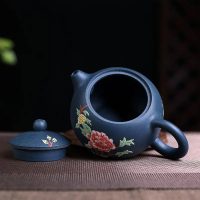Théière Chinoise Yixing Bleue à Fleurs en Argile 230ML - vue 2