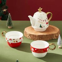 Théière de Noël en Céramique Rouge Motif Père Noël - vue 2