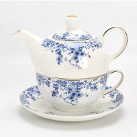 Théière Égoïste Anglaise en Porcelaine Motif Floral Bleu 350ml - vue 4