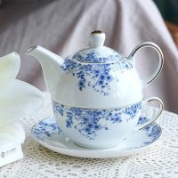Théière Égoïste Anglaise en Porcelaine Motif Floral Bleu 350ml - vue 5