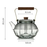 Théière en Verre à Points et Manche Bois 1L - vue 3
