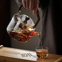 Théière en Verre Chinoise Premium Anse en Bois 1.3L - vue 2