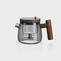 Théière en Verre et Bois avec Infuseur à bouton 400ml - vue 2