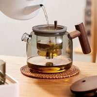 Théière en Verre et Bois ronde avec bouton infuseur 700ml - vue 2
