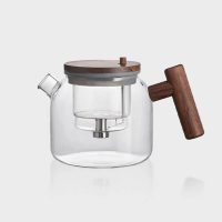 Théière en Verre et Bois ronde avec bouton infuseur 700ml - vue 3
