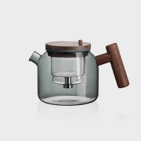Théière en Verre et Bois ronde avec bouton infuseur 700ml - vue 4