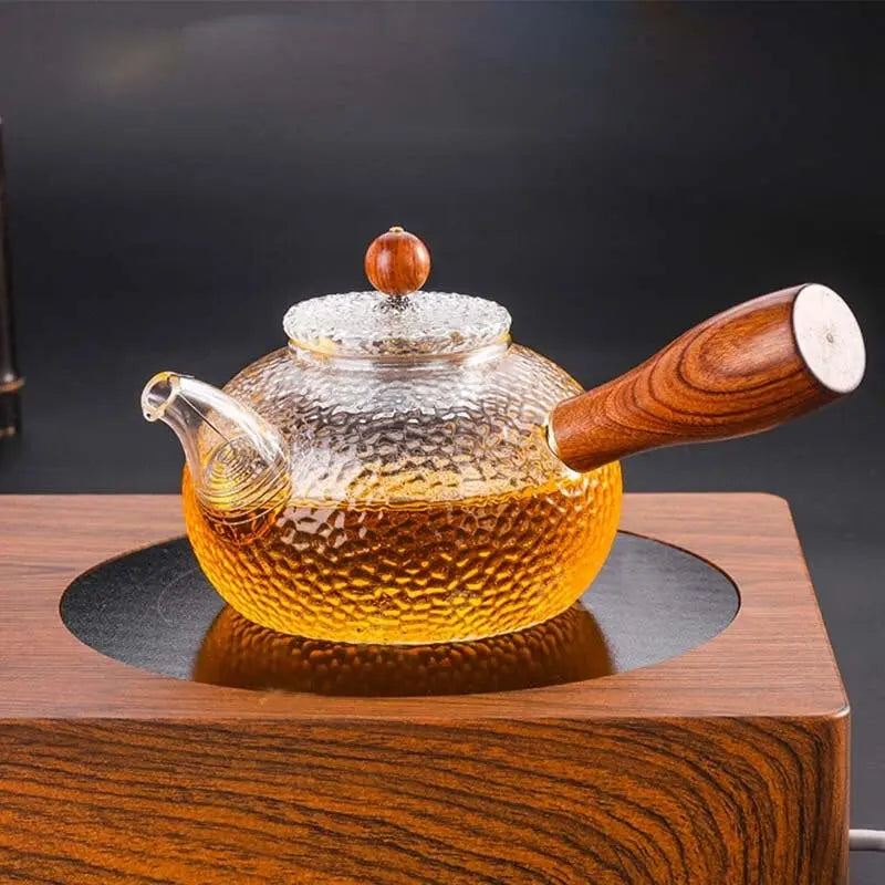 Théière en Verre Poignée en Bois 300ML
