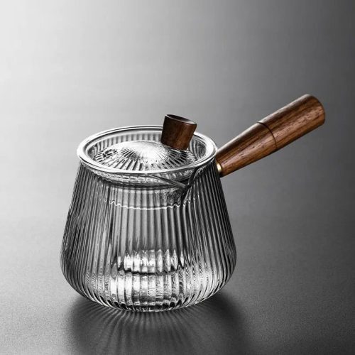 Théière en Verre Poignée en Bois Latérale 400ML