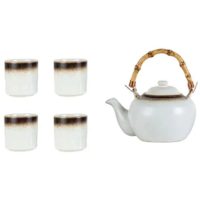 Théière Japonaise en Céramique Blanche Bambou 500ML - vue 2