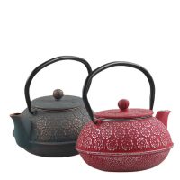 Théière Japonaise en Fonte Motifs Fleurs en Relief 600ml - vue 2