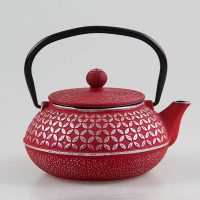 Théière Japonaise en Fonte Rouge Motifs Cercles 600ml - vue 2