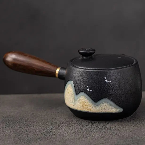 Théière Japonaise Kyusu en Céramique Noire et Design 320ml