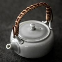 Théière Japonaise Plate en Porcelaine Grise 180ML - vue 2