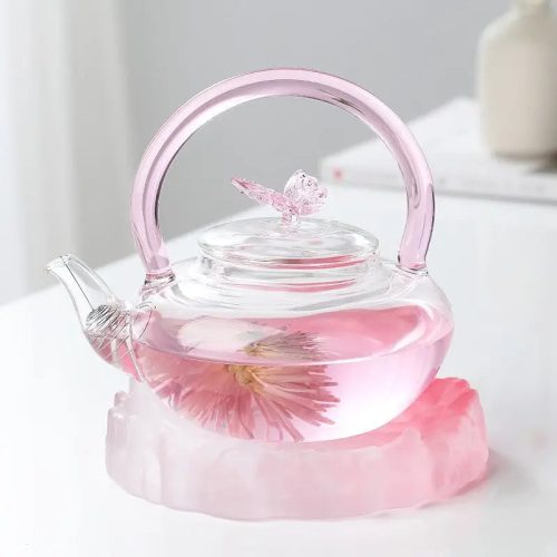 theiere-rose-en-verre-avec-papillon-700ml-60140563 Théière Rose en Verre avec Papillon 700ml