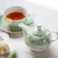 Théière Solitaire en Porcelaine Style Anglais Verte 350ml