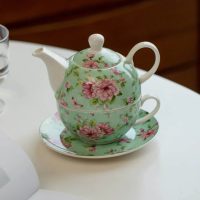 Théière Solitaire en Porcelaine Style Anglais Verte 350ml - vue 4