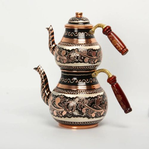theiere-turque-double-etage-en-cuivre-et-motifs-fleurs-105888357 Théière Turque Double Étage en Cuivre et Motifs Fleurs
