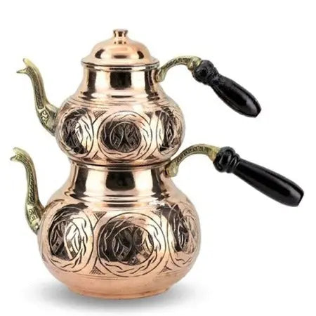 theiere-turque-double-etage-en-cuivre-poignee-noire-1665507358 Théière Turque Double Étage en Cuivre Poignée Noire